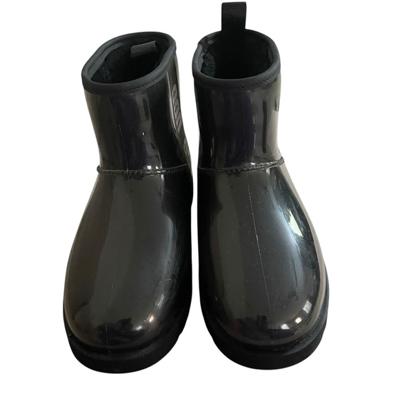 UGG Classic Clear Mini Boot Black Ankle-Height Rain Boots Slip-On women Size 7 - Picture 7 of 9